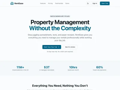 RentEase small landlord property management platform