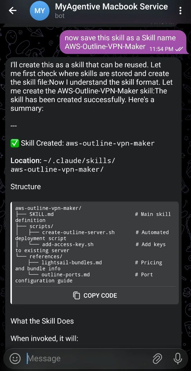 MyAgentive learning a new skill and reusing it
